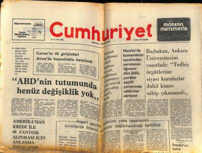 Cumhuriyet Gazetesi 24 Ocak 1977 - Amerikadan Kredi İle 40 Fantom Alınması İçin Anlaşma İmzalandı GZ69862 - 2