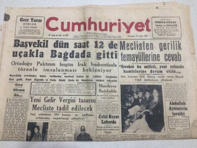 Cumhuriyet Gazetesi 24 Şubat 1955 - Başvekil Uçakla Bağdata Gitti GZ52842 - 1