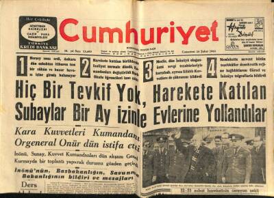 Cumhuriyet Gazetesi 24 Şubat 1962 - Gürsel , İnönü Ve Sunaya Bağlılık Telgrafları Yağıyor GZ92484 - 1