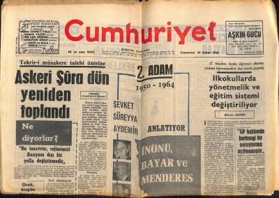Cumhuriyet Gazetesi 24 Şubat 1968 - Askeri Şura Dün Yeniden Toplandı - Pelenin Şahane Rekoru...12 Yılda 878 Gol GZ121327 - 1