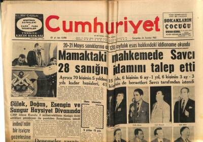 Cumhuriyet Gazetesi 24 Temmuz 1963 - Mamaktaki Mahkemede Savcı 28 Sanığın İdamını Talep Etti GZ85469 - 1