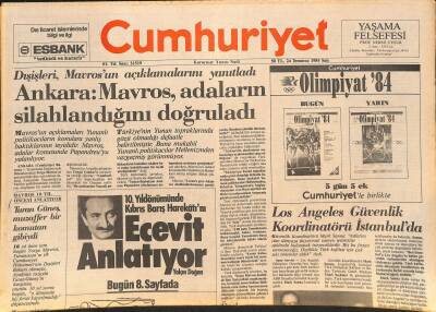 Cumhuriyet Gazetesi 24 Temmuz 1984 - Simon Perezin İşçi Partisi Önde Gidiyor - Los Angeles Güvenlik Koordinatörü İstanbulda GZ126650 - 1