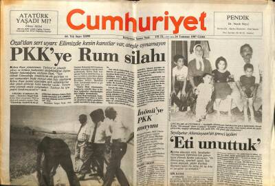 Cumhuriyet Gazetesi 24 Temmuz 1987 - PKKya Rum Silahı GZ61284 - 1