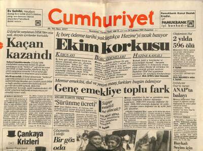 Cumhuriyet Gazetesi 24 Temmuz 1989 - Kıbrısta Yeşil Hat Gerginliği - Olağanüstü Hal , 2 Yılda 596 Ölü GZ122287 - 1