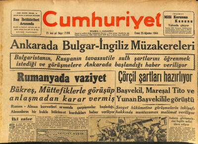Cumhuriyet Gazetesi 25 Ağustos 1944 - Ankarada Bulgar-İngiliz Müzakereleri GZ100965 - 1