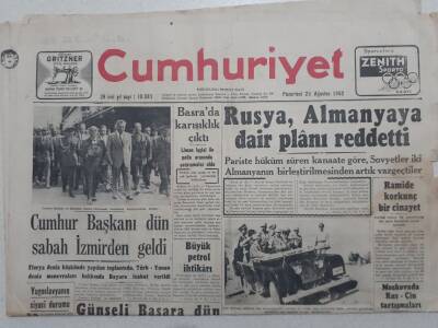 Cumhuriyet Gazetesi - 25 Ağustos 1952 - Rusya,Almanyaya Dair Planı Reddetti GZ112906 - 1