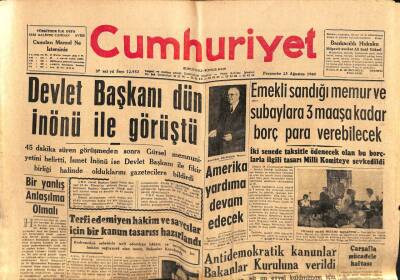 Cumhuriyet Gazetesi 25 Ağustos 1960 - Devlet Başkanı Dün İnönü İle Görüştü GZ70154 - 2
