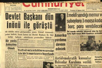 Cumhuriyet Gazetesi 25 Ağustos 1960 - Emekli Sandığı Memurlara 3 Maaş Borç Verebilecek GZ110066 - 1