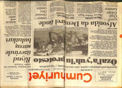 Cumhuriyet Gazetesi - 25 Ağustos 1987 - Özala Yuhlu Protesto GZ99535 - 1