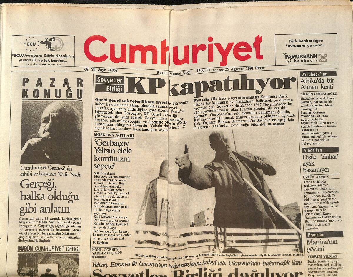Cumhuriyet Gazetesi 25 Ağustos 1991 - Batı Trakya'da Yunan Saldırısı - Western Ustasından : Alaska Fatihi GZ151969 - 1