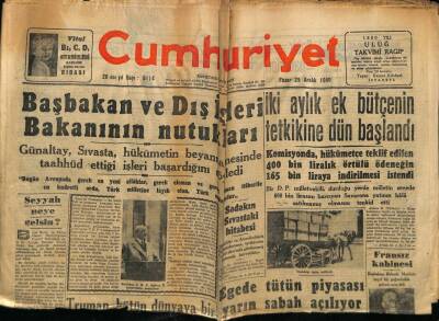 Cumhuriyet Gazetesi 25 Aralık 1949 - Necmettin Sadakın Sivas taki Hitabesi GZ78091 - 1