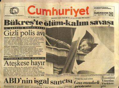 Cumhuriyet Gazetesi 25 Aralık 1989 - Bükreşte Ölüm - Kalım Savaşı GZ62251 - 1