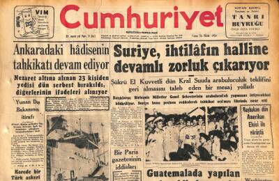 Cumhuriyet Gazetesi 25 Ekim 1957 - Moda Kralı Christian Dior Öldü - Suriye , İhtilâfın Halline Devamlı Zorluk Çıkarıyor GZ119641 - 1