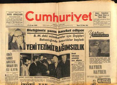 Cumhuriyet Gazetesi 25 Ekim 1964 - Şehrimizde Oturan Amerikalılar Johnson`u Seçtiler GZ88096 - 1