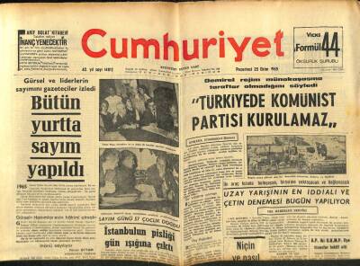 Cumhuriyet Gazetesi 25 Ekim 1965 - Gürsel Ve Liderlerin Sayımını Gazeteciler İzledi GZ80263 - 1