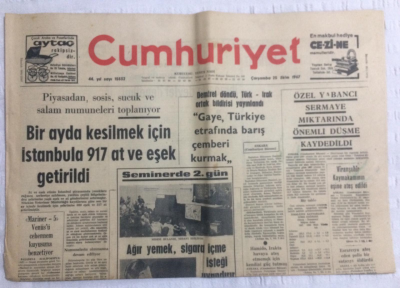 Cumhuriyet Gazetesi 25 Ekim 1967 - Demirel Döndü, Türk-Irak Ortak Bildirisi Yayınlandı Gaye, Türkiye Etrafında Barış Çemberi Kurmak - GZ19511 - 1
