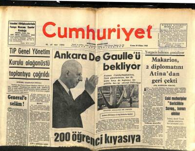 Cumhuriyet Gazetesi 25 Ekim 1968 - Ankara De Gaulleü Bekliyor GZ80338 - 1