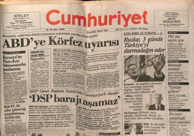 Cumhuriyet Gazetesi 25 Ekim 1987 - KKTC İle Sıfır Gümrük Uygulaması Kaldırıldı GZ62218 - 1