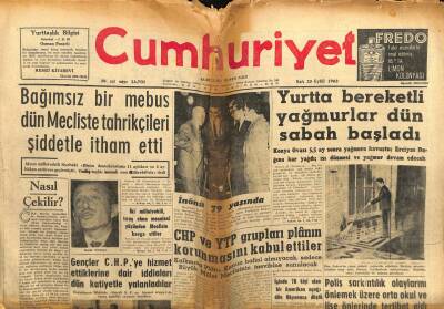 Cumhuriyet Gazetesi 25 Eylül 1962 - İnönü 79 Yaşında GZ103036 - 2