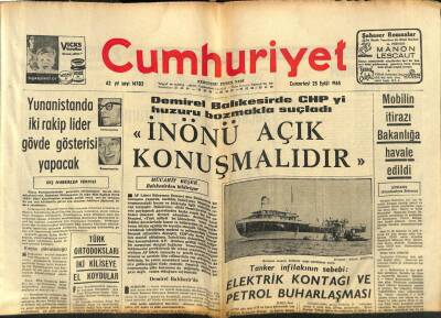 Cumhuriyet Gazetesi 25 Eylül 1965 - İsmail Topkar , Hayat Pahalılığı Artıyor dedi - Türk Ortodoksları İki Kiliseye El Koydular GZ85420 - 1
