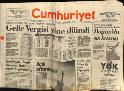 Cumhuriyet Gazetesi 25 Eylül 1985 - Boğazda Sis Kazası GZ60753 - 1