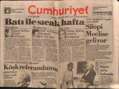 Cumhuriyet Gazetesi 25 Eylül 1989 - DYP Lideri Demirel`den Yeni Öneri, Köşk Referandumu GZ88006 - 1