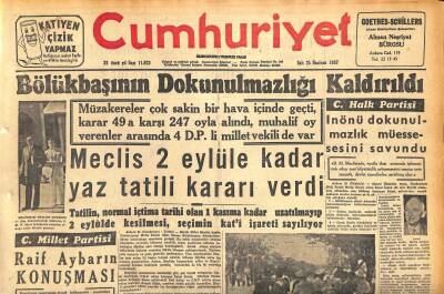 Cumhuriyet Gazetesi 25 Haziran 1957 - Bölükbaşının Dokunulmazlığı Kaldırıldı - Sıcaklar İntiharları Arttırıyor GZ119897 - 1
