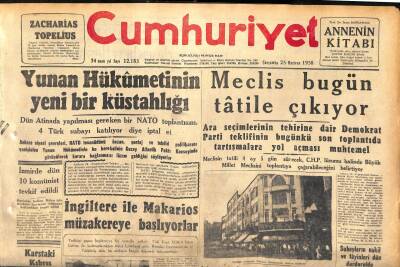 Cumhuriyet Gazetesi 25 Haziran 1958 - İstanbulda Benzin Sıkıntısı Başladı - Meclis Bugün Tatile Çıkıyor GZ120172 - 1