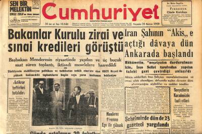 Cumhuriyet Gazetesi 25 Haziran 1959 - Türkiyede Tavuk Nüfusu İnsan Nüfusuna Eşit - Menderes Giresuna Ege İle Gidecek GZ120117 - 1