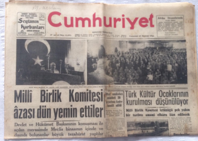 Cumhuriyet Gazetesi 25 Haziran 1960 - Milli Birlik Komitesi Azası Dün Yemin Etti - GZ19333 - 1