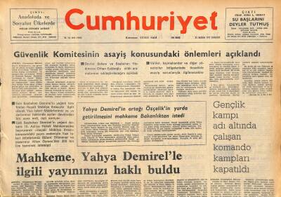Cumhuriyet Gazetesi 25 Haziran 1977 - Mahkeme , Yahya Demirelle İlgili Yayınımızı Haklı Buldu GZ115396 - 1