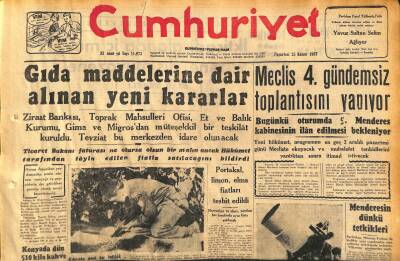 Cumhuriyet Gazetesi 25 Kasım 1957 - Sağlık Şûrasının İlâç Darlığını Gidermek İçin Aldığı Kararlar - Gıda Maddelerine Dair Alınan Yeni Kararlar GZ119730 - 1