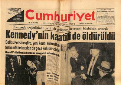 Cumhuriyet Gazetesi 25 Kasım 1963 - Kennedynin Kaatili de Öldürüldü GZ85510 - 1