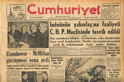 Cumhuriyet Gazetesi 25 Mart 1957 - Tireboluda Korkunç Bir Cinayet - Eisenhower-McMillan Görüşmesi Sona Erdi GZ120815 - 1
