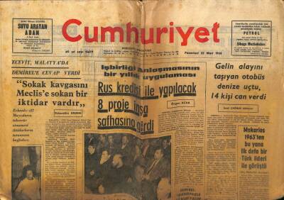Cumhuriyet Gazetesi 25 Mart 1968 - Rus Kredisi İle Yapılacak Projeler GZ75962 - 1