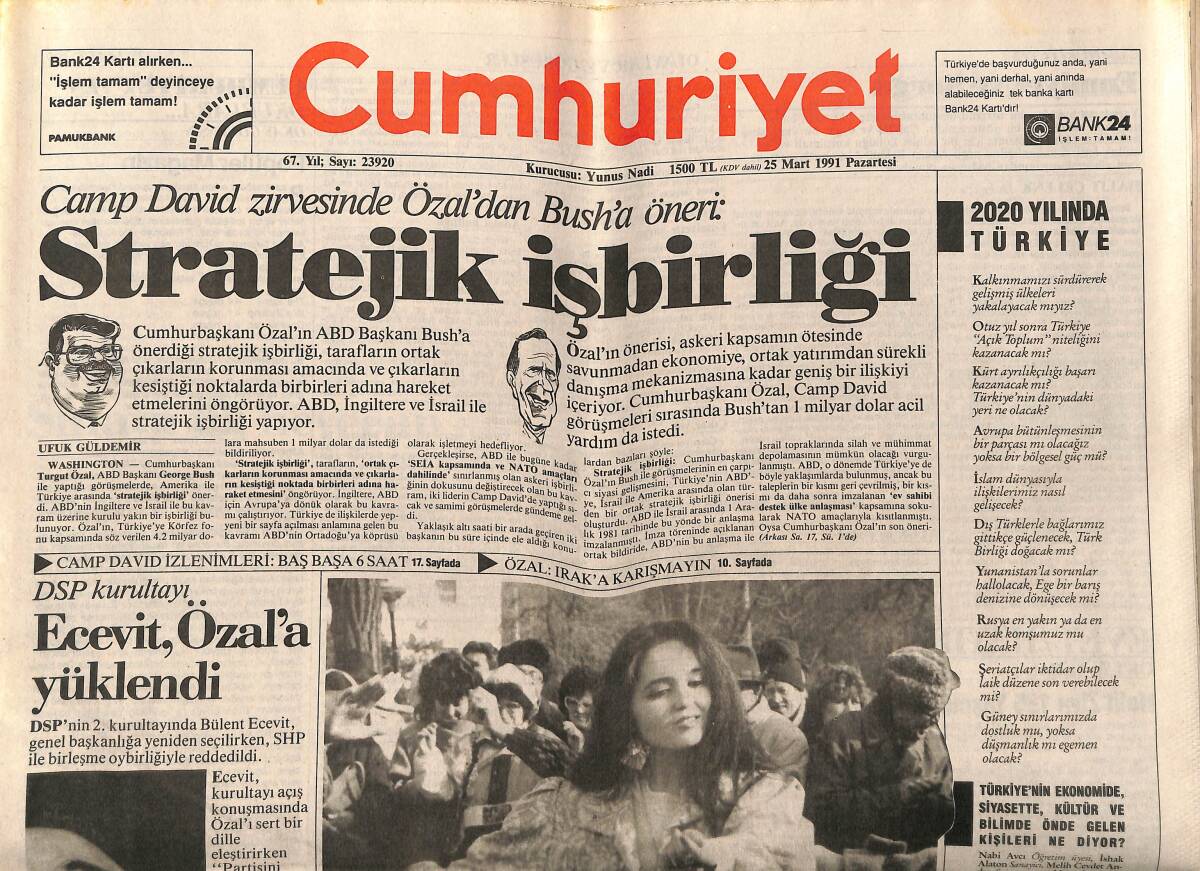 Cumhuriyet Gazetesi 25 Mart 1991 - Kırım Tatarları Ne İstiyor ? - Ecevit , Özal'a Yüklendi GZ151901 - 1