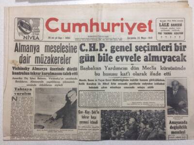 Cumhuriyet Gazetesi 25 Mayıs 1949 - Alman ya Meselesine Dair Müzakereler GZ52487 - 1