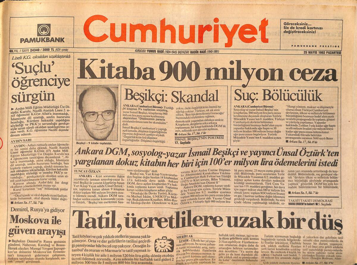 Cumhuriyet Gazetesi 25 Mayıs 1992 - Gürbulak'ta Bitmeyen Kuyruk - Unutulan Kent Erzincan GZ157194 - 1