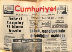 Cumhuriyet Gazetesi 25 Nisan 1972 - Askeri Yargıtay 15 İdamı Bozdu GZ103259 - 1