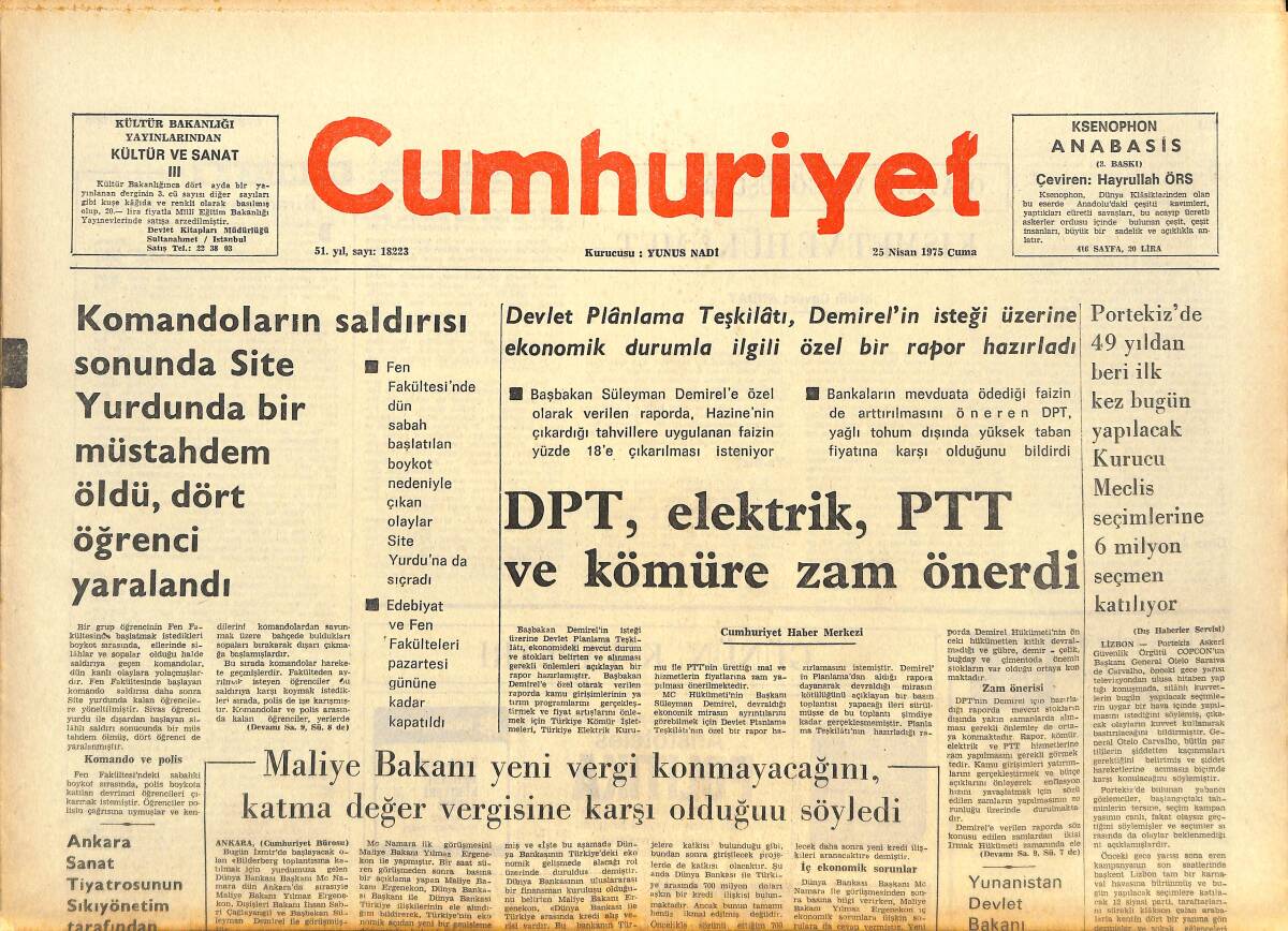 Cumhuriyet Gazetesi 25 Nisan 1975 - Avrupa Konseyi Kıbrıs Sorununun Çözümü İçin Viyana Görüşmesine Umut Bağladı GZ143620 - 1