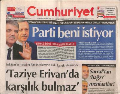 Cumhuriyet Gazetesi 25 Nisan 2014 - Erdoğanın Mesajını Batı İncelemeye Aldı , İçeride Eleştiri Var GZ94583 - 1