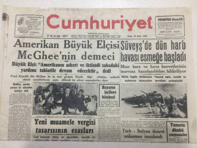 Cumhuriyet Gazetesi 25 Ocak 1952 - Süveyşte Harb Havası Esiyor GZ52736 - 1