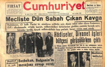 Cumhuriyet Gazetesi 25 Şubat 1958 - Babaeskide Petrol Araştırmaları - Mecliste Dün Sabah Çıkan Kavga GZ120408 - 1