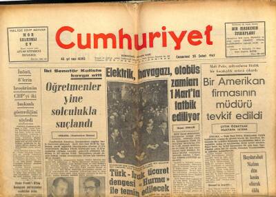Cumhuriyet Gazetesi 25 Şubat 1967 - Öğretmenler Yine Solculukla Suçlandı GZ103018 - 1
