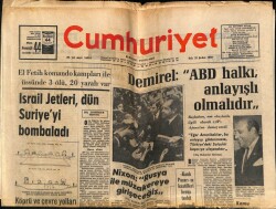 Cumhuriyet Gazetesi 25 Şubat 1969 - İsrail Jetleri , Dün Suriyeyi Bombaladı GZ69860 - 1