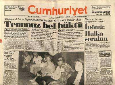 Cumhuriyet Gazetesi 25 Temmuz 1989 - Erken Seçim İçin Referandum Önerisi - Japonlar Geyşayı Affetmedi GZ122286 - 1