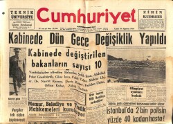 Cumhuriyet Gazetesi 26 Ağustos 1960 - Kabinede Değiştirilen Bakanların Sayısı 10 GZ70155 - 1