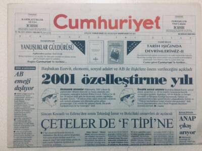 Cumhuriyet Gazetesi - 26 Aralık 2000 - 2001 Özelleştirme Yılı GZ46585 - 1