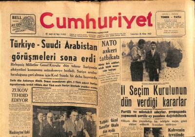 Cumhuriyet Gazetesi 26 Ekim 1957 - Amerikada Asya Gribi Şiddetlendi GZ85397 - 1