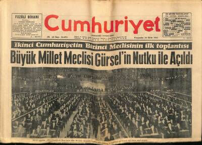Cumhuriyet Gazetesi 26 Ekim 1961 - Büyük Millet Meclisi Gürselin Nutku İle Açıldı GZ75937 - 1